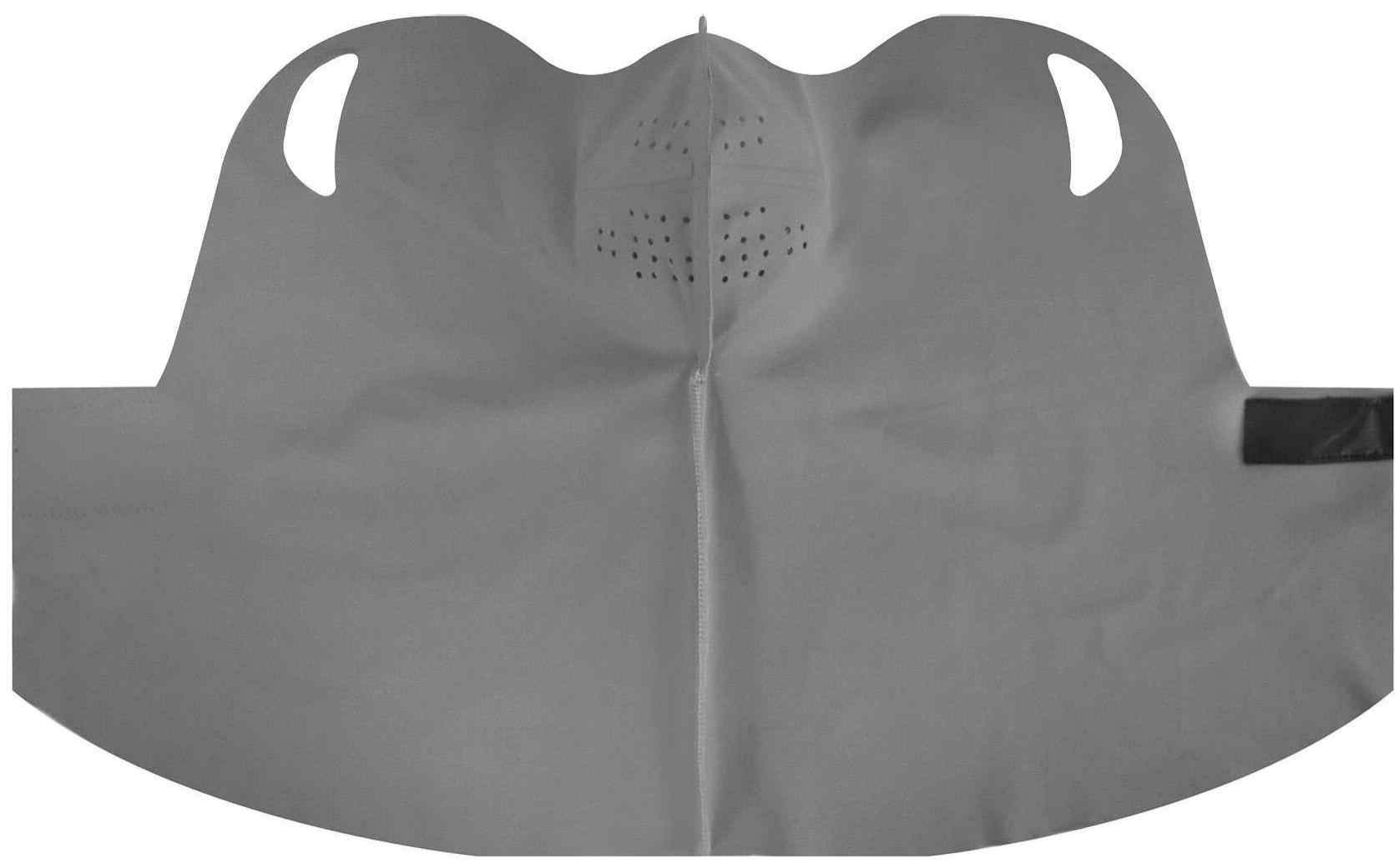 등록디자인 제1085401호 정면도 — 코·입 돌출부, 가로 덧댐부, 통공 배치가 확인됨